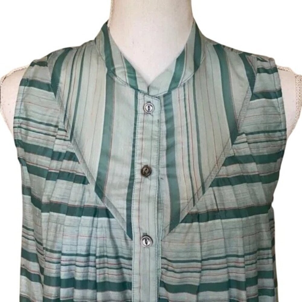 Anthropologie Current Air Green Stripe Top - Picture 4 of 6